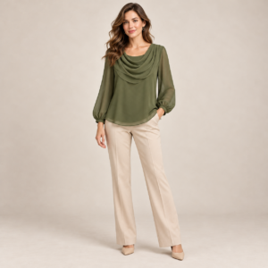 Olive chiffon blouse