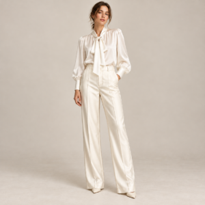 Ivory silk trousers