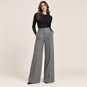 Grey wide-leg trousers